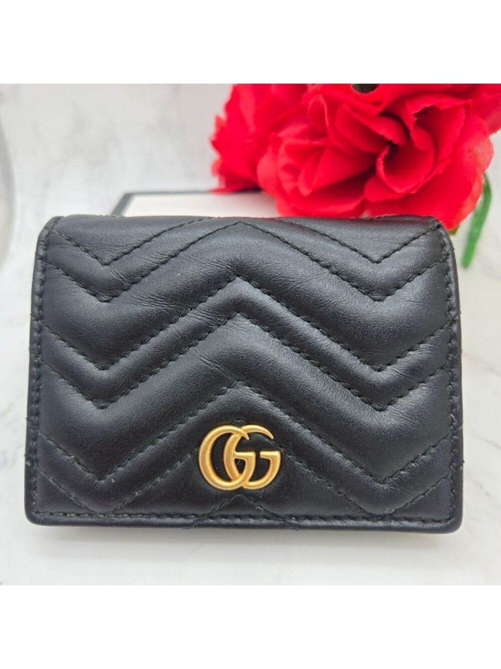 Gucci Bifold Wallet GG Marmont Quilted Black